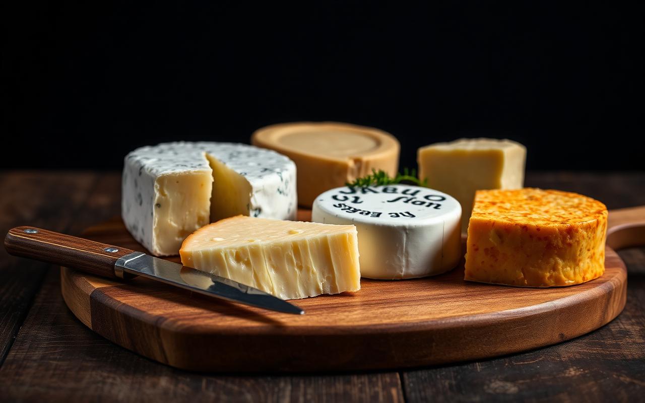 A board of artisan cheeses