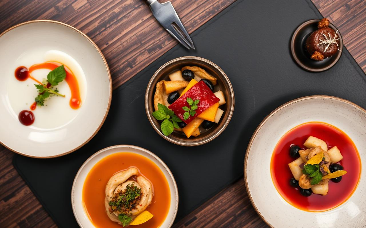 Modern restaurant dishes showcasing menu trends
